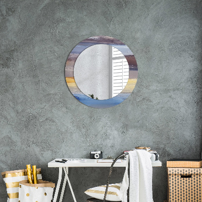 Round mirror decor Abstract painting