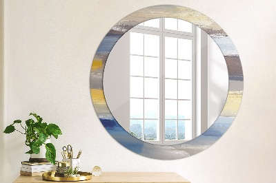 Round mirror decor Abstract painting