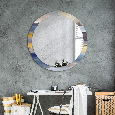 Round mirror decor Abstract painting