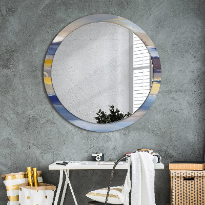 Round mirror decor Abstract painting