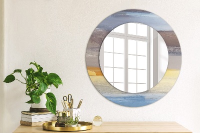 Round mirror decor Abstract painting