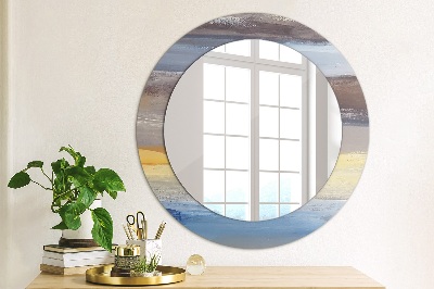 Round mirror decor Abstract painting