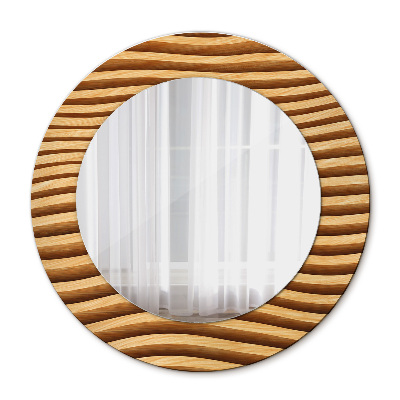 Round mirror decor Wooden wave