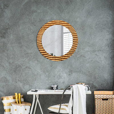 Round mirror decor Wooden wave