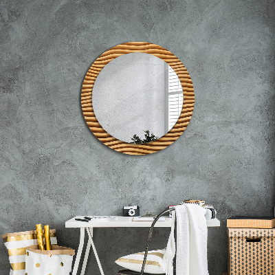 Round mirror decor Wooden wave