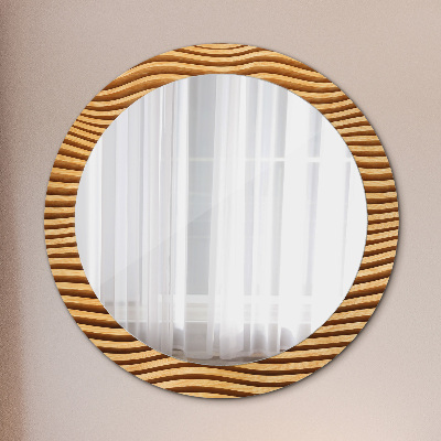 Round mirror decor Wooden wave