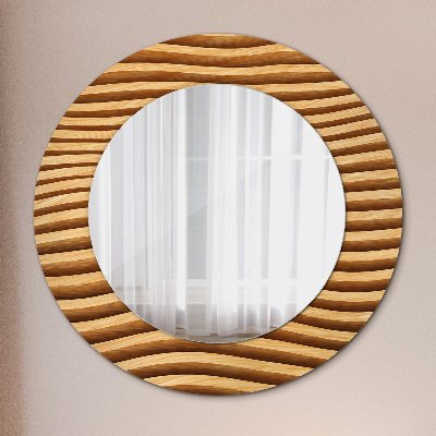 Round mirror decor Wooden wave