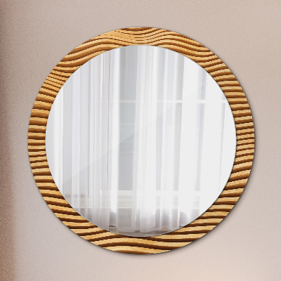 Round mirror decor Wooden wave