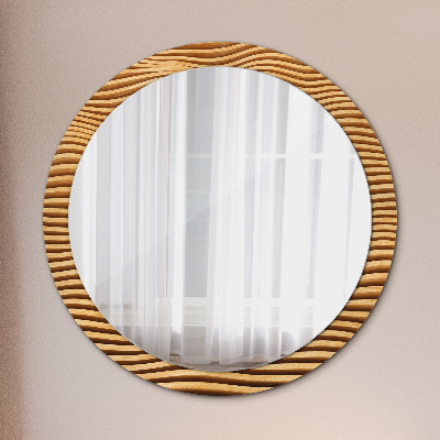 Round mirror decor Wooden wave