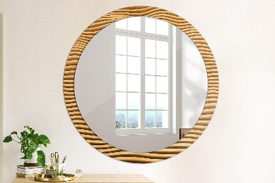 Round mirror decor Wooden wave