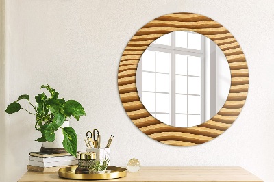 Round mirror decor Wooden wave