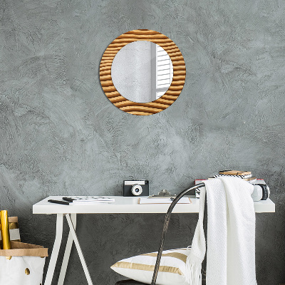 Round mirror decor Wooden wave