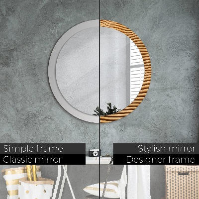 Round mirror decor Wooden wave