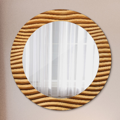 Round mirror decor Wooden wave