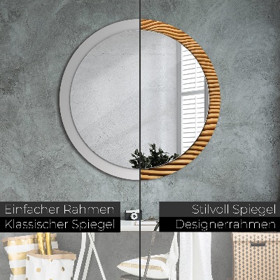 Round mirror decor Wooden wave