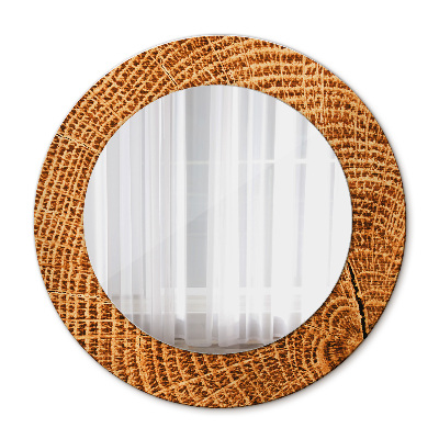 Round mirror decor Oak wood