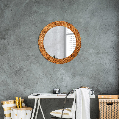 Round mirror decor Oak wood