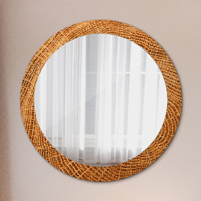 Round mirror decor Oak wood