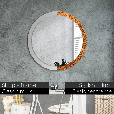 Round mirror decor Oak wood