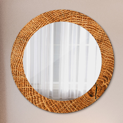 Round mirror decor Oak wood