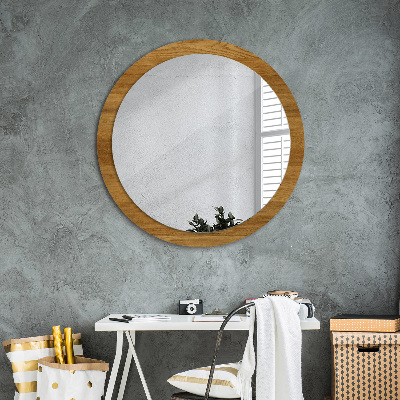 Round mirror decor Rustic oak