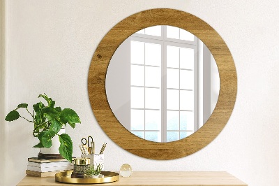 Round mirror decor Rustic oak
