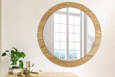 Round decorative wall mirror Wood texture