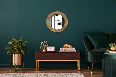 Round decorative wall mirror Wood texture