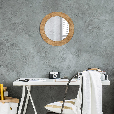 Round decorative wall mirror Wood texture