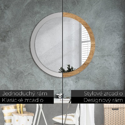 Round decorative wall mirror Wood texture