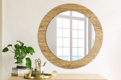 Round decorative wall mirror Wood texture