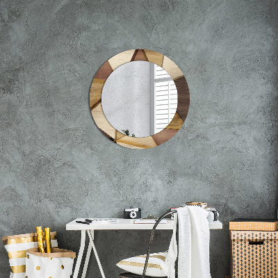 Round decorative wall mirror Geometric wood 3d