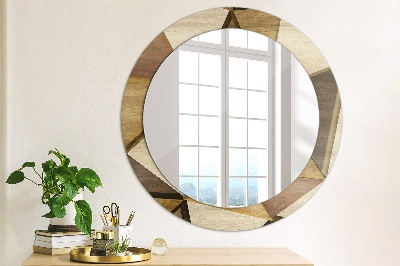 Round decorative wall mirror Geometric wood 3d