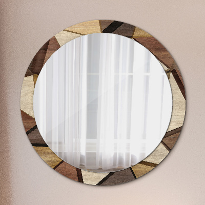 Round decorative wall mirror Geometric wood 3d