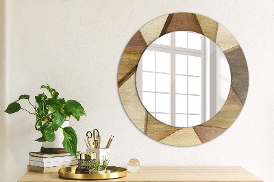 Round decorative wall mirror Geometric wood 3d