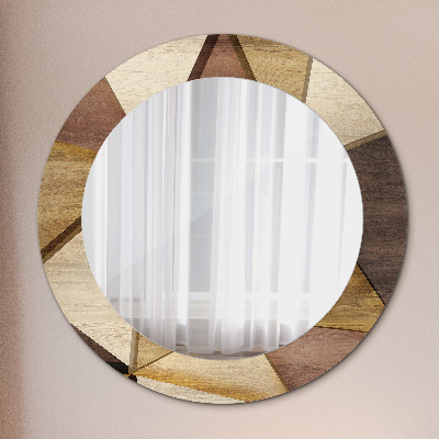 Round decorative wall mirror Geometric wood 3d