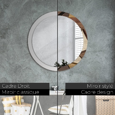 Round decorative wall mirror Geometric wood 3d