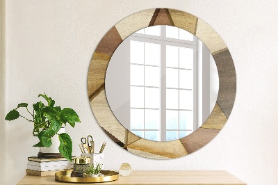 Round decorative wall mirror Geometric wood 3d