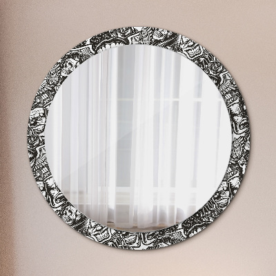 Round mirror printed frame Abstract liquid