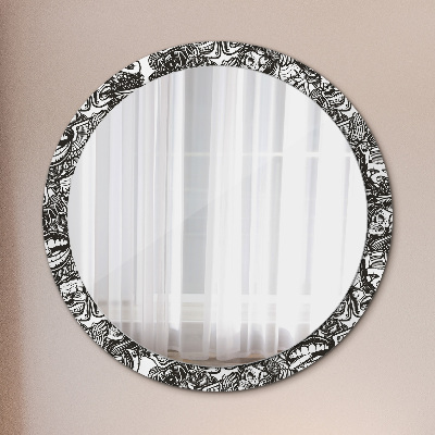 Round mirror printed frame Abstract liquid