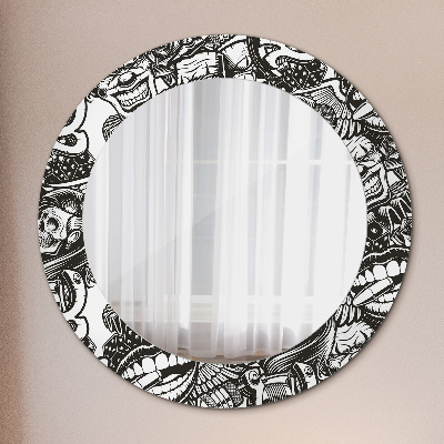 Round mirror printed frame Abstract liquid