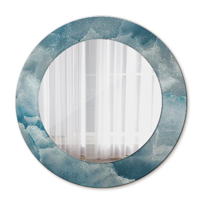 Round mirror printed frame Blue onyx marble