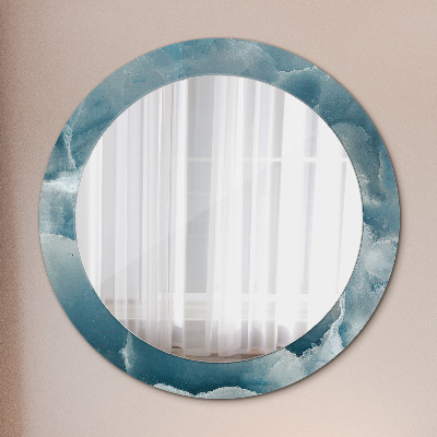 Round mirror printed frame Blue onyx marble