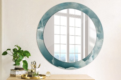 Round mirror printed frame Blue onyx marble