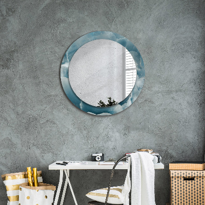 Round mirror printed frame Blue onyx marble