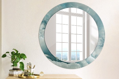 Round mirror printed frame Blue onyx marble