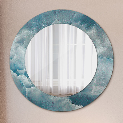 Round mirror printed frame Blue onyx marble