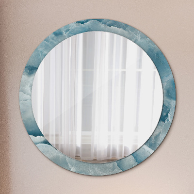 Round mirror printed frame Blue onyx marble