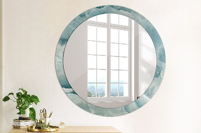 Round mirror printed frame Blue onyx marble