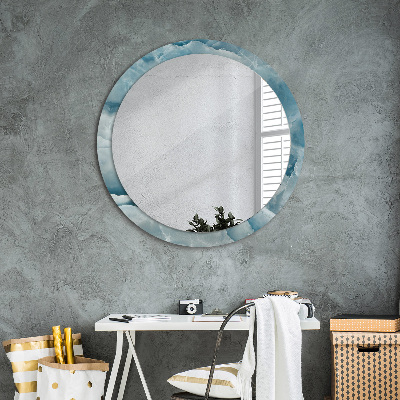 Round mirror printed frame Blue onyx marble